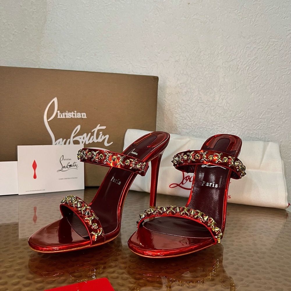 Christian Louboutin Red Crystal Embellished Heels size 6 1/2